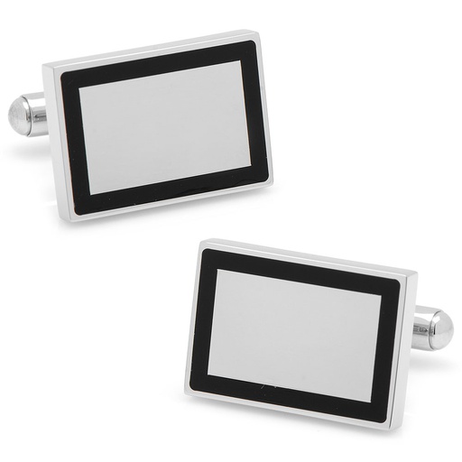 [CU.CUFF.0027361] Stainless Steel Rectangle Engravable Framed Cufflinks