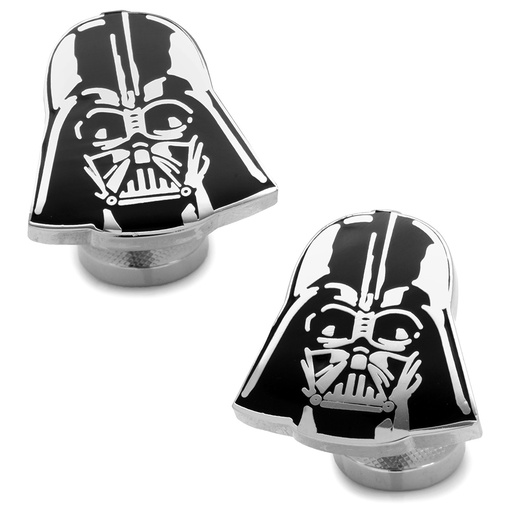 [CU.CUFF.0027419] Recessed Matte Darth Vader Head Cufflinks