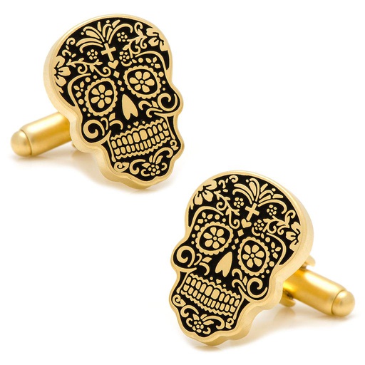 [CU.CUFF.0027543] Gold Day Of The Dead Cufflinks