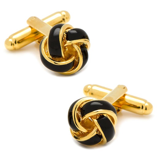 [CU.CUFF.0027569] Black & Gold Knot Cufflinks