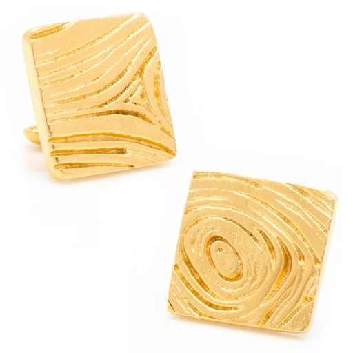 [CU.CUFF.0027652] Gold Woodgrain Cufflinks