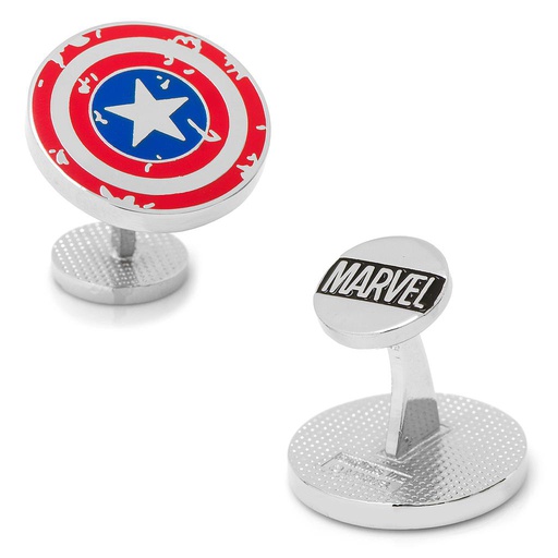 [CU.CUFF.0027758] Captain America Distressed Shield Cufflinks