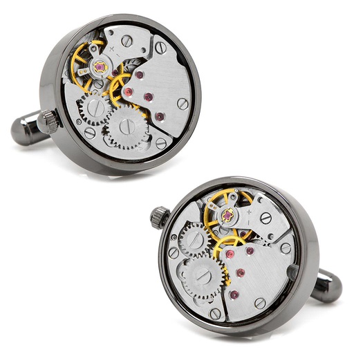 [CU.CUFF.0027777] Gunmetal Watch Movement Cufflinks