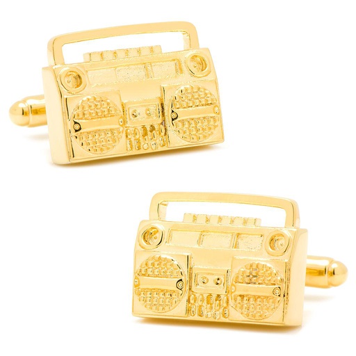 [CU.CUFF.0027784] Gold Retro Boombox Cufflinks
