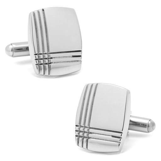 [CU.CUFF.0027848] Stainless Steel Tartan Plaid Cufflinks