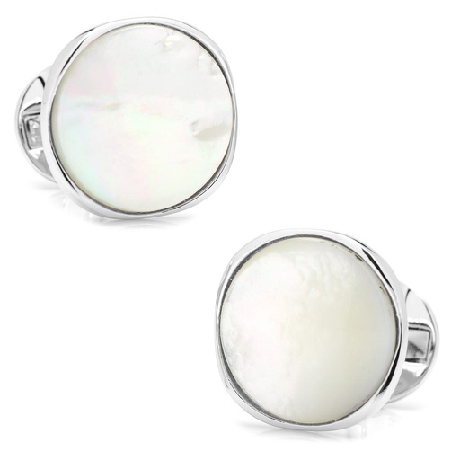 [CU.CUFF.0027850] Sterling Silver Classic Formal Mother Of Pearl Cufflinks