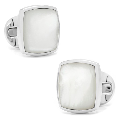 [CU.CUFF.0027855] Sterling Silver Classic Cushion Mother Of Pearl Cufflinks