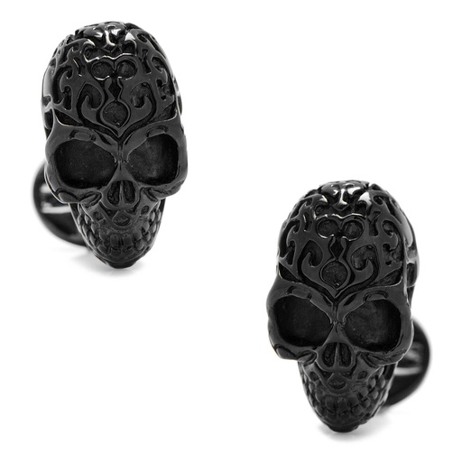 [CU.CUFF.0027945] Black Sterling Fatale Skull Cufflinks