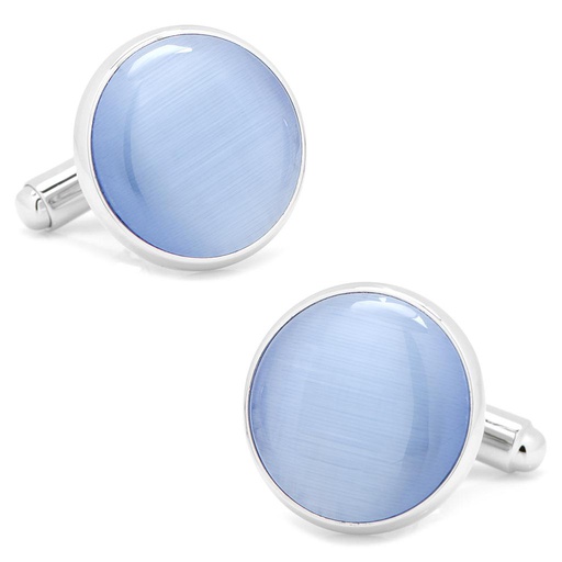 [CU.CUFF.0027951] Silver & Blue Catseye Cufflinks