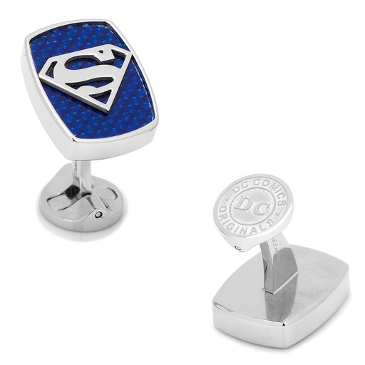 [CU.CUFF.0027975] Stainless Steel Carbon Fiber Superman Cufflinks