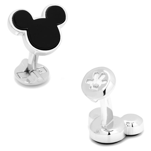 [CU.CUFF.0028005] Sterling Silver & Onyx Mickey Mouse Cufflinks