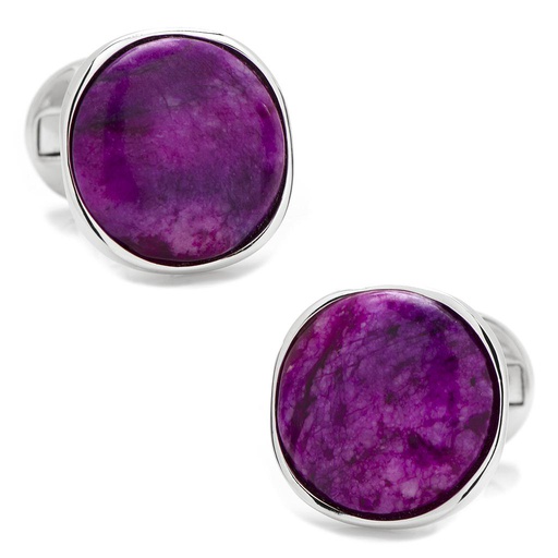 [CU.CUFF.0028053] Sterling Silver Classic Round Sugilite Nebula Cufflinks