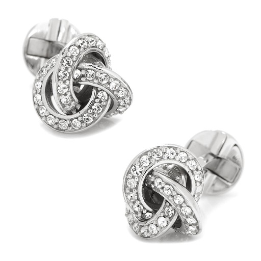 [CU.CUFF.0028056] Sterling Silver Swarovski Pave Knot Cufflinks