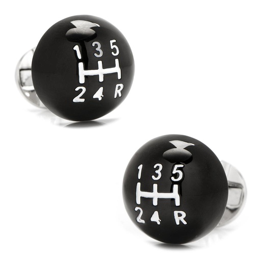 [CU.CUFF.0028067] 3d Black Gear Shifter Cufflinks