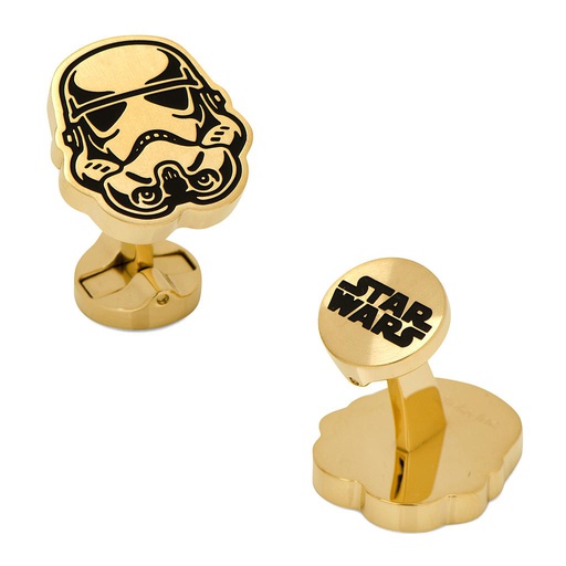 [CU.CUFF.0028131] Stainless Steel Black & Gold Stormtrooper Cufflinks