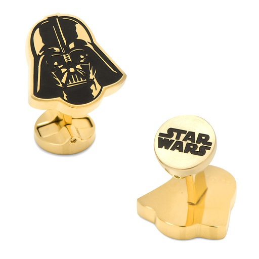 [CU.CUFF.0028132] Stainless Steel Black & Gold Darth Vader Cufflinks