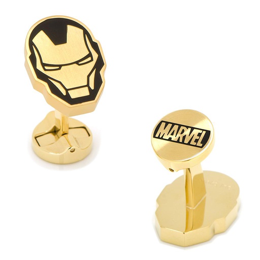 [CU.CUFF.0028163] Stainless Steel Black & Gold Iron Man Cufflinks