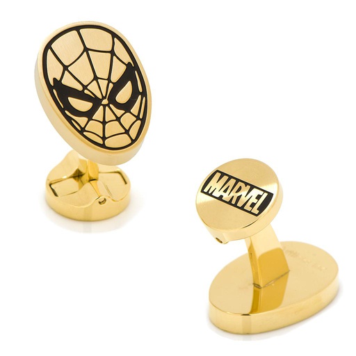 [CU.CUFF.0028164] Stainless Steel Black & Gold Spider-Man Cufflinks