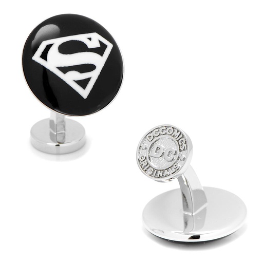 [CU.CUFF.0028177] Superman Etched Onyx Cufflinks