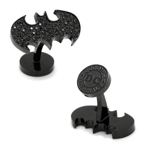 [CU.CUFF.0028185] Stainless Steel Black Pave Crystal Batman Cufflinks
