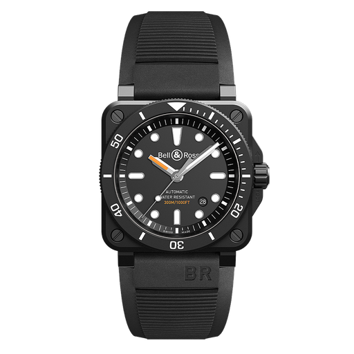 [BE.WATC.0028320] Auto Black Ceramic Diver W/ Rubber Strap