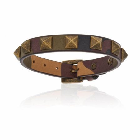 [DA.BRAC.0049836] Double Bone Camo Stingray Bracelet W/Rose Gold Studs