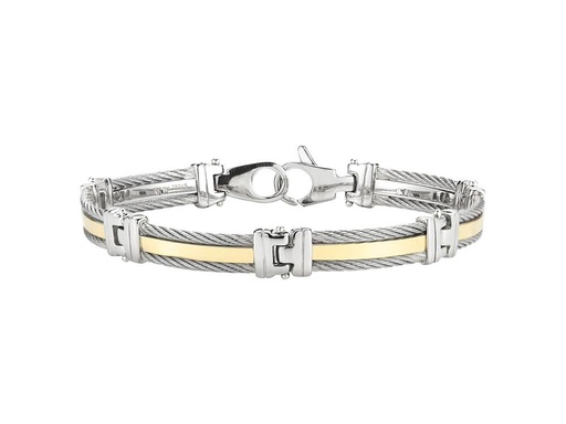 [AL.FASH.0049486] Men's Bracelet With Sterling Silver Cable & 18k Yellow Gold
