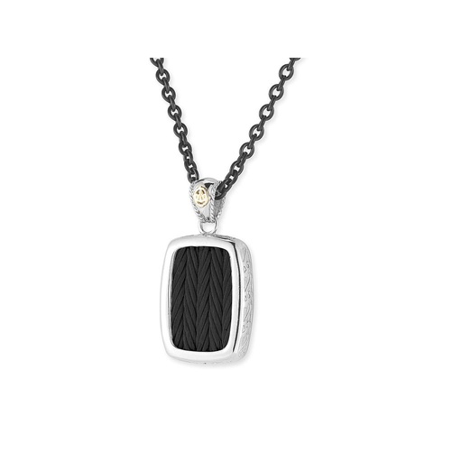 Men's Necklace With Pvd, 18k Yellow Gold & Sterling Silver