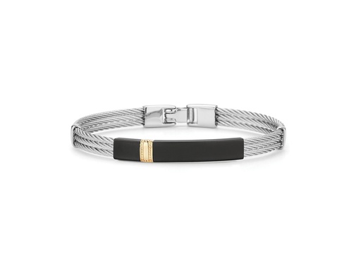 Men's Bangle Cable Bracelet With Rectangular Steel Station