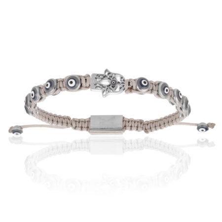 Double Bone Hamsa & Evil Eye Bracelet