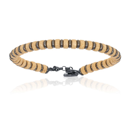 [DA.FASH.0049798] Double Bone Big Beads Black PVD & Yellow Bracelet