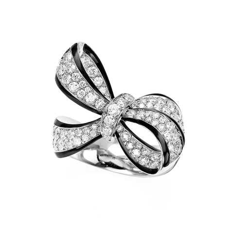 [NE.DIAM.0049899] 18k White Gold & Enamel Diamond Bow Ring