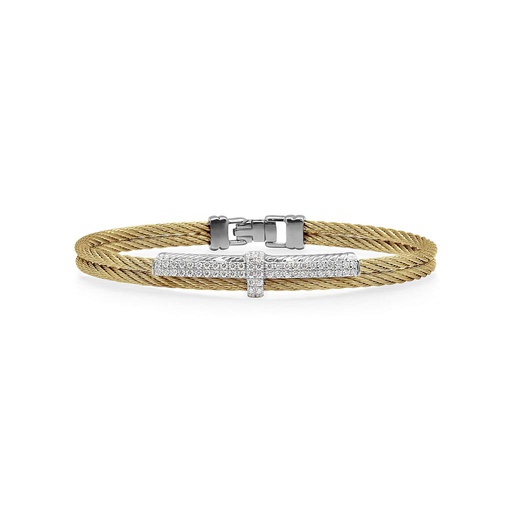 [AL.FBRA.0071618] Yellow Cable Petite Opulence Bracelet With 18k White Gold & Diamonds