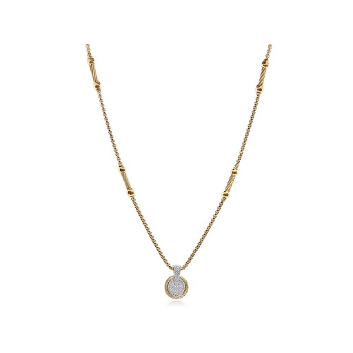 [AL.FASH.0049929] Yellow Chain Expressions Scattered Necklace With 14k White Gold & Diamonds