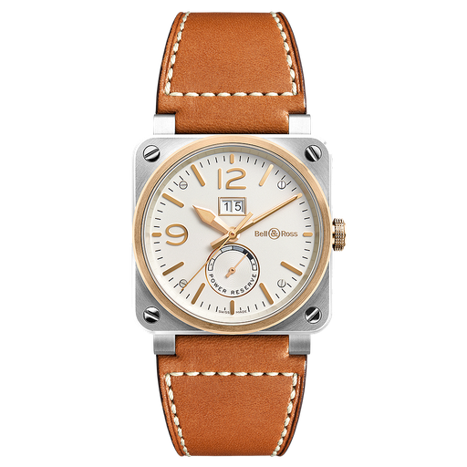 [BE.WATC.0049949] Br03 18k Rose Gold & Steel Big Date On Strap