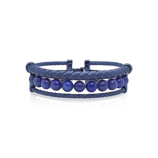 [AL.FASH.0050122] Blue Cable, Blue Lapis, & Blue Leather Bracelet