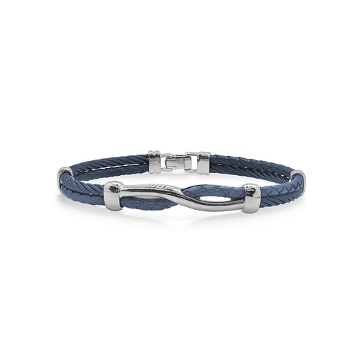 [AL.FASH.0050127] Blueberry Cable & Blue Leather Twist Bracelet