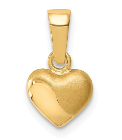[QU.GOLD.0050176] 14k Satin & Polished Puffed Heart Pendant