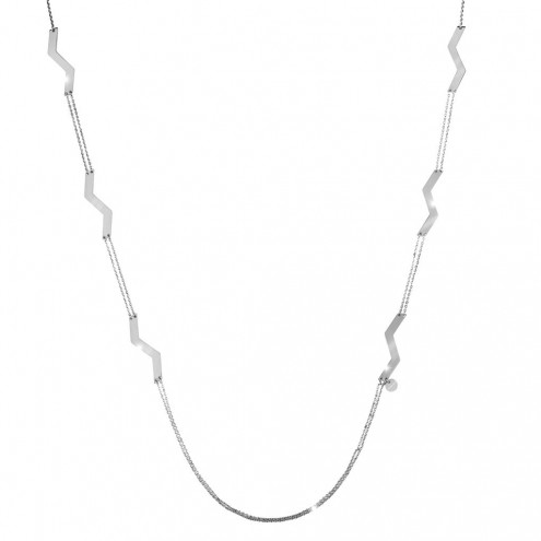 Skyline Long Necklace With 6 Textured Lightening Bolts