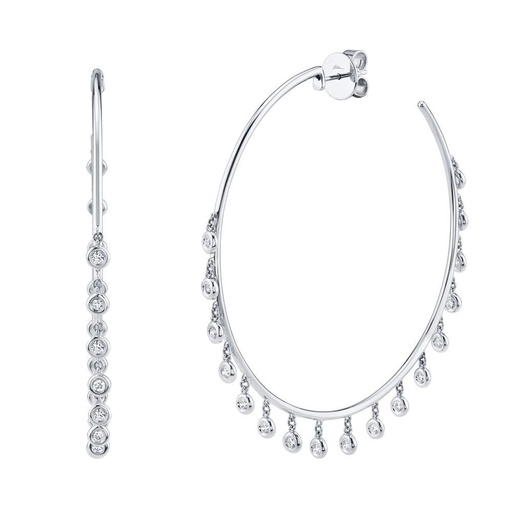 [SH.DIAM.0050424] 14k White Gold 2.5 Inch Shaker Hoops