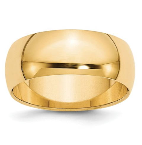 [QU.WEDD.0050448] 14k 8mm Half-Round Wedding Band