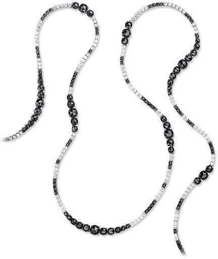 [CE.DIAM.0050475] 18k White Gold Black & White Diamond 44 Inch Necklace