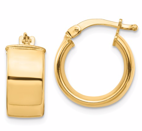 [QU.GOLD.0050550] 14k High Polished 7mm Hoop Earrings