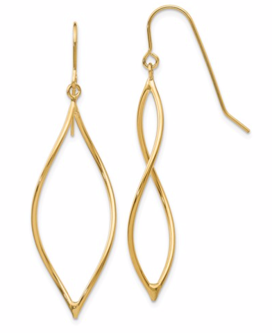 14k Polished Twisted Oblong Dangle Earrings