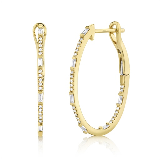 Diamond Oval Hoop Earrings