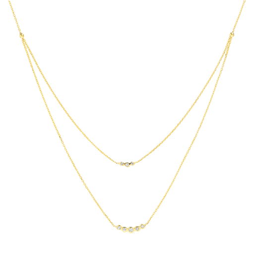 [MI.GOLD.0050689] 8 Diamond 1/8tcw Fancy Adj Double Strand Neck