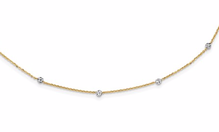 [QU.DIAM.0050729] 14k & White Rhodium Polished & D/C With 2 In Ext Necklace