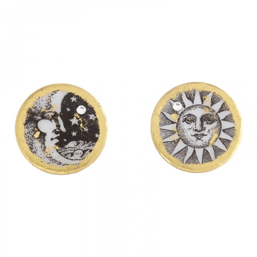 [EV.FASH.0051468] Sun & Moon Stud Earrings - 1"
