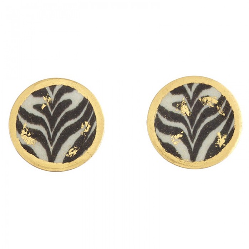 [EV.FASH.0051742] Zebra Stud Earrings - 1"