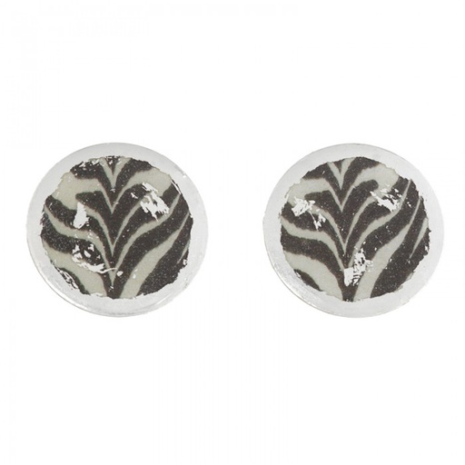 [EV.FASH.0051743] Zebra Silver Stud Earrings - 1"